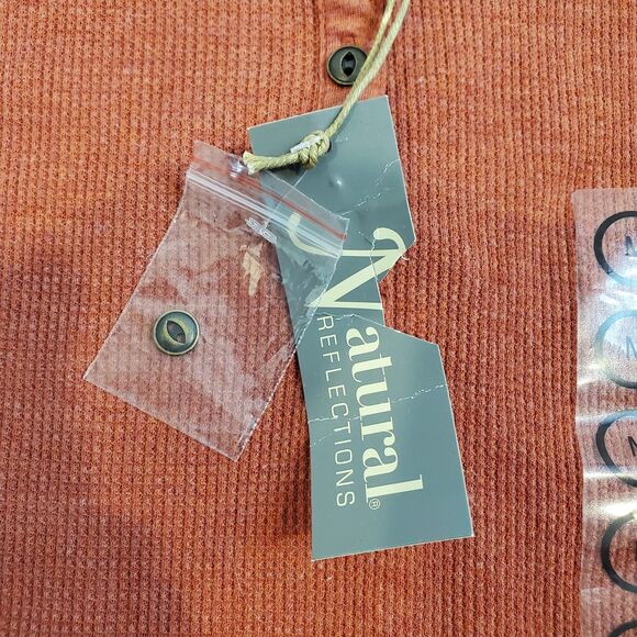 Natural Reflections Thermal Walffle Knit Henley Shirt M Mineral Red Outdoors - Picture 9 of 12